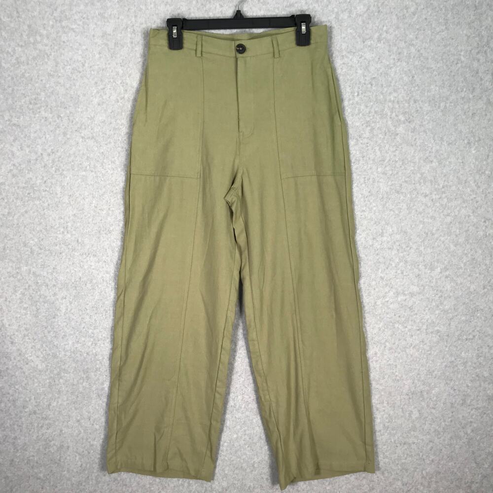 Good Luck Gem Wide Leg Linen Pants Large Ankle Lagenlook Resort Vacation Minimal